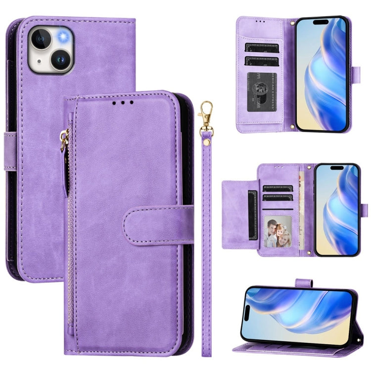 Capa de Telefone em Pele com Carteira com Fecho e Múltiplos Espaços para Cartões, Para iPhone 16, Para iPhone 15 Pro Max, Para iPhone 15 Pro, Para iPhone 15 Plus, Para iPhone 15, Para iPhone 14 Plus, Para iPhone 14 / 13, Para iPhone 14 Pro