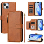 Capa de Telefone em Pele com Carteira com Fecho e Múltiplos Espaços para Cartões, Para iPhone 16, Para iPhone 15 Pro Max, Para iPhone 15 Pro, Para iPhone 15 Plus, Para iPhone 15, Para iPhone 14 Plus, Para iPhone 14 / 13, Para iPhone 14 Pro
