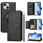 Capa de Telefone em Pele com Carteira com Fecho e Múltiplos Espaços para Cartões, Para iPhone 16, Para iPhone 15 Pro Max, Para iPhone 15 Pro, Para iPhone 15 Plus, Para iPhone 15, Para iPhone 14 Plus, Para iPhone 14 / 13, Para iPhone 14 Pro