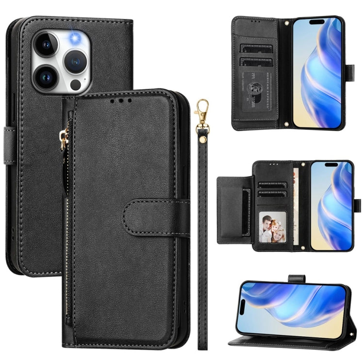 Capa de Telefone em Pele com Carteira com Fecho e Múltiplos Espaços para Cartões, Para iPhone 16, Para iPhone 15 Pro Max, Para iPhone 15 Pro, Para iPhone 15 Plus, Para iPhone 15, Para iPhone 14 Plus, Para iPhone 14 / 13, Para iPhone 14 Pro