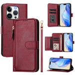 Capa de Telefone em Pele com Carteira com Fecho e Múltiplos Espaços para Cartões, Para iPhone 16, Para iPhone 15 Pro Max, Para iPhone 15 Pro, Para iPhone 15 Plus, Para iPhone 15, Para iPhone 14 Plus, Para iPhone 14 / 13, Para iPhone 14 Pro