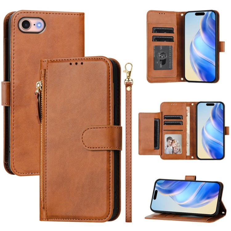 Multi-Card Slots Zipper Wallet Leather Phone Case, For iPhone 14 Pro Max, For iPhone SE 2022 / 2020 / 8 / 7, For iPhone 13 Pro Max, For iPhone 13 Pro, For iPhone 13 mini, For iPhone 12 / 12 Pro, For iPhone 12 Pro Max, For iPhone 12 mini
