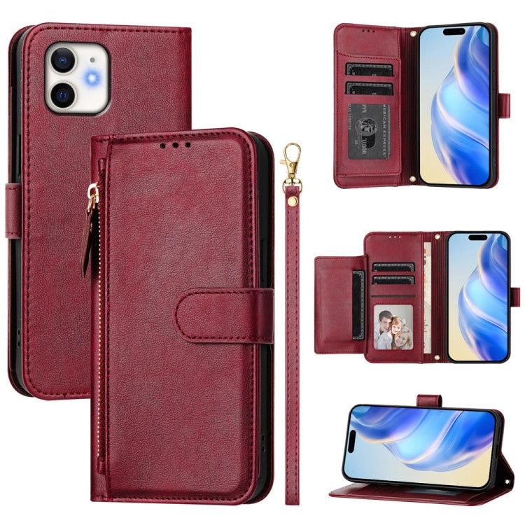 Multi-Card Slots Zipper Wallet Leather Phone Case, For iPhone 14 Pro Max, For iPhone SE 2022 / 2020 / 8 / 7, For iPhone 13 Pro Max, For iPhone 13 Pro, For iPhone 13 mini, For iPhone 12 / 12 Pro, For iPhone 12 Pro Max, For iPhone 12 mini