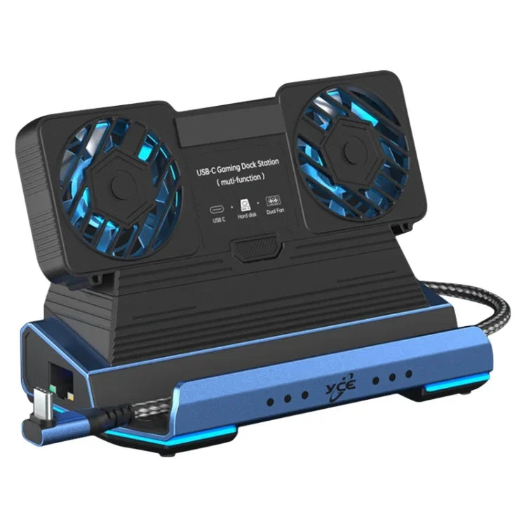 YCE-V279A Dock Station Gaming USB-C 9 em 1 com Ventoinha Destacável, 9 em 1