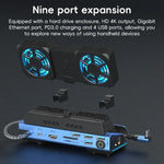 YCE-V279A Dock Station Gaming USB-C 9 em 1 com Ventoinha Destacável, 9 em 1