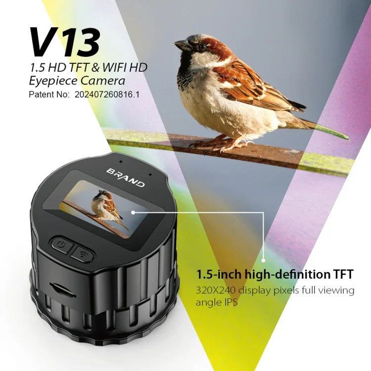 Câmara Ocular Portátil WiFi HD com Ecrã TFT de 1,5 polegadas, V13