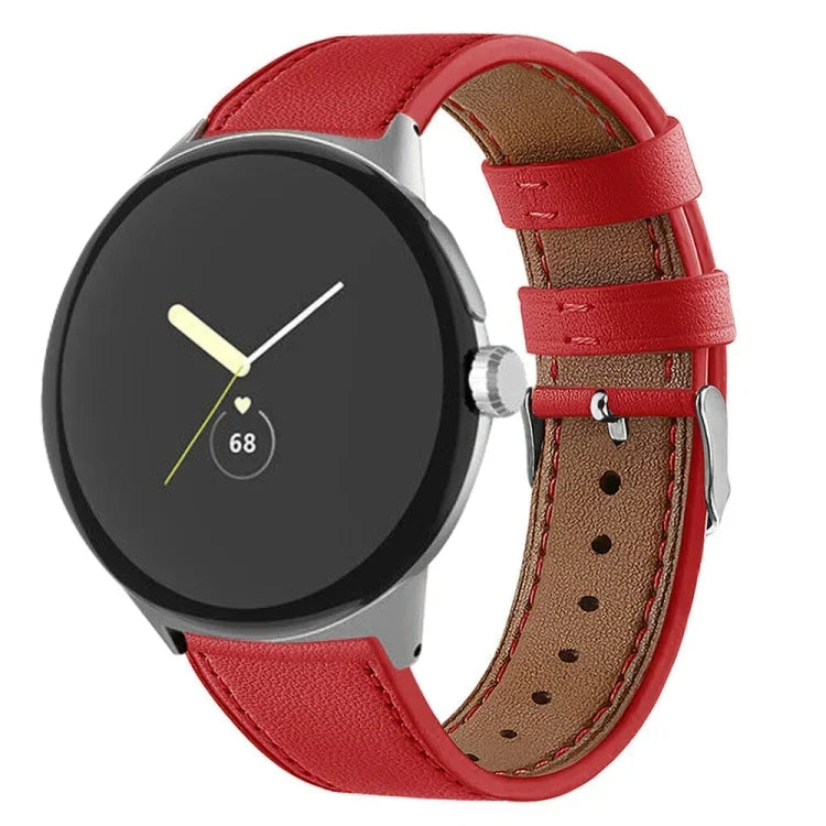 Pulseira Redonda de Couro Genuíno, Para Google Pixel Watch 4 / Watch 3 45mm