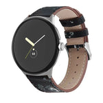 Pulseira Redonda de Couro Genuíno, Para Google Pixel Watch 4 / Watch 3 45mm