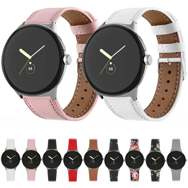 Pulseira Redonda de Couro Genuíno, Para Google Pixel Watch 4 / Watch 3 45mm