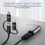 3 in 1 USB Female to Micro USB, Type-C, 8 Pin Male OTG Adapter