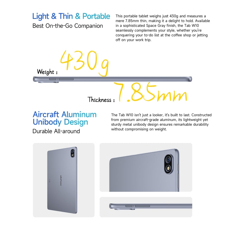 Ulefone Tab W10 Tablet PC WiFi, 10,1 polegadas Android 14 Unisoc T606 Octa Core, Plugue UE, Tab W10