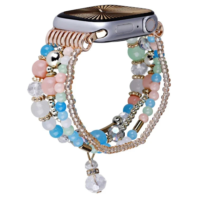 Pulseira de Relógio com Corrente de Contas de Cobre de Quatro Fileiras, Para Apple Watch 46mm / 49mm / 45mm / 44mm, Para Apple Watch 42mm / 41mm / 40mm / 38mm