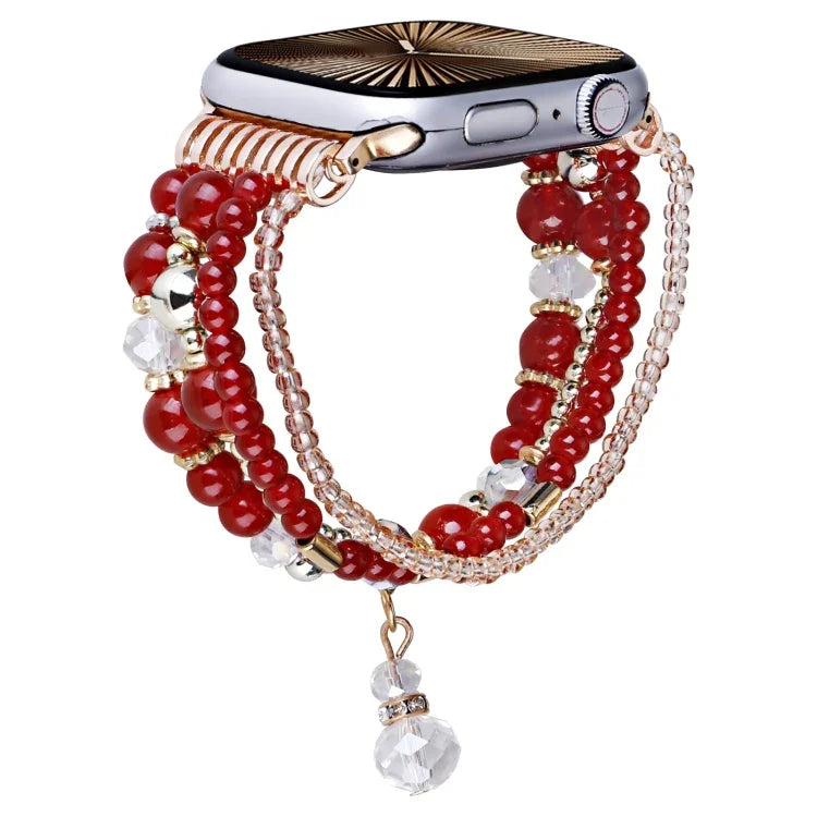 Pulseira de Relógio com Corrente de Contas de Cobre de Quatro Fileiras, Para Apple Watch 46mm / 49mm / 45mm / 44mm, Para Apple Watch 42mm / 41mm / 40mm / 38mm