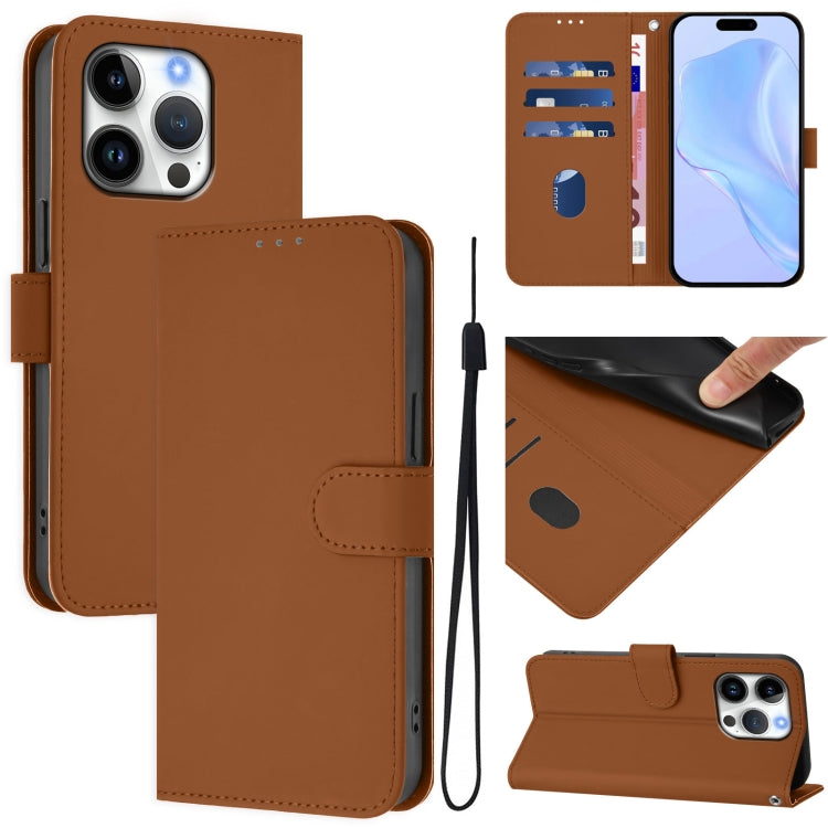 Capa de telemóvel em pele cor sólida com sensação de pele e cordão, para iPhone 16 Pro, para iPhone 16 Plus