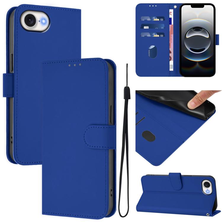 Capa de telemóvel em pele cor sólida com sensação de pele e cordão, para iPhone 17e / 16e, para iPhone 17 Pro Max