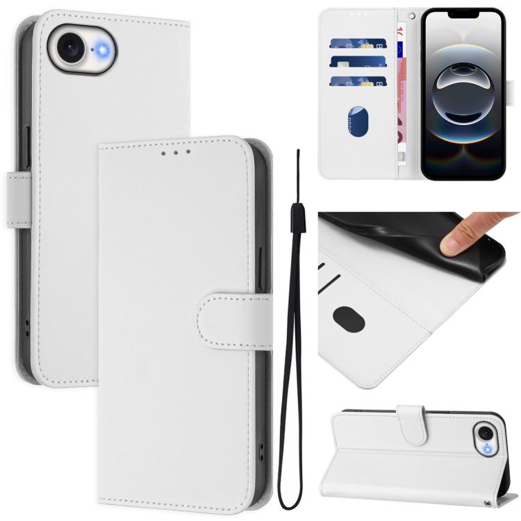Capa de telemóvel em pele cor sólida com sensação de pele e cordão, para iPhone 17e / 16e, para iPhone 17 Pro Max