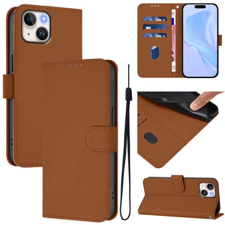 Capa de Telefone em Pele de Cor Sólida com Sensação de Pele e Cordão, Para iPhone 14 / 13, Para iPhone 14 Pro
