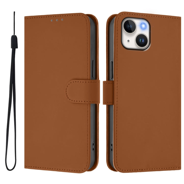 Capa de Telefone em Pele de Cor Sólida com Sensação de Pele e Cordão, Para iPhone 14 / 13, Para iPhone 14 Pro