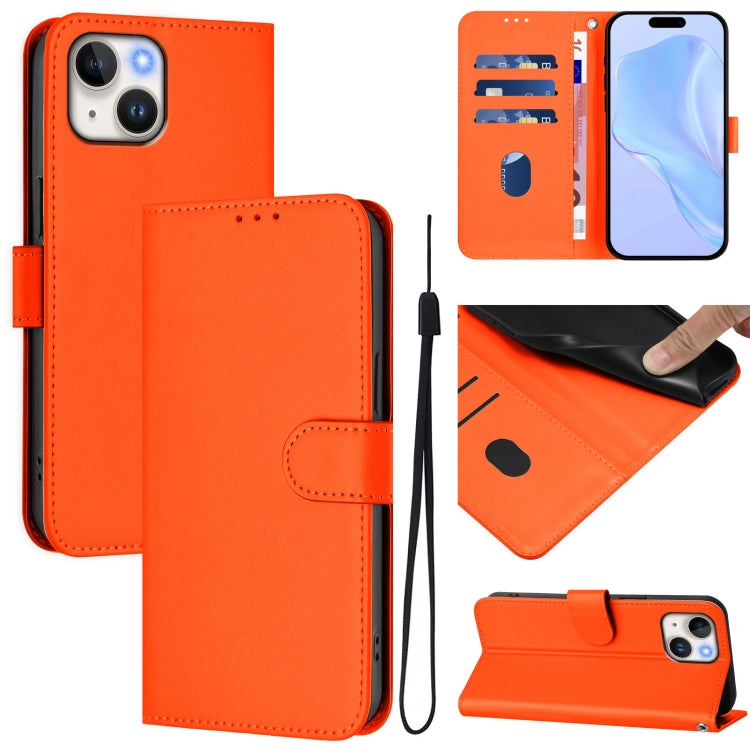 Capa de Telefone em Pele de Cor Sólida com Sensação de Pele e Cordão, Para iPhone 14 / 13, Para iPhone 14 Pro