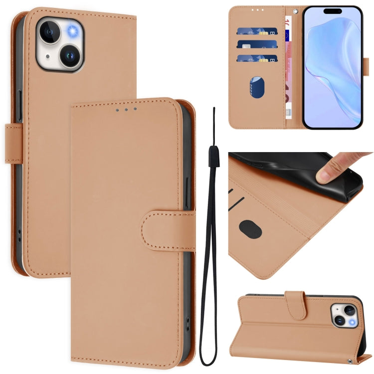 Capa de Telefone em Pele de Cor Sólida com Sensação de Pele e Cordão, Para iPhone 14 / 13, Para iPhone 14 Pro