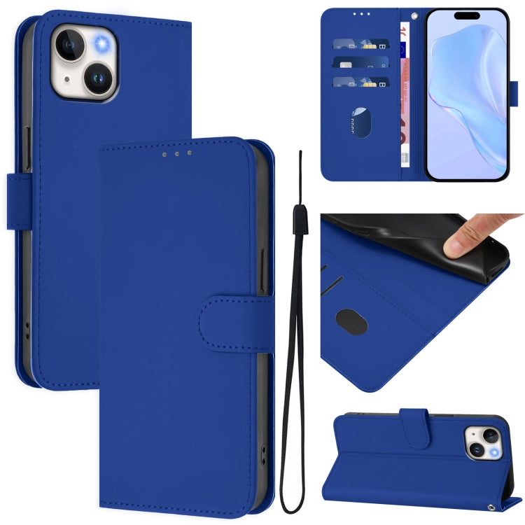 Capa de Telefone em Pele de Cor Sólida com Sensação de Pele e Cordão, Para iPhone 14 / 13, Para iPhone 14 Pro