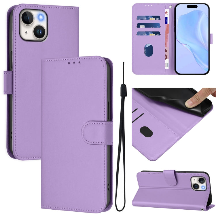 Capa de Telefone em Pele de Cor Sólida com Sensação de Pele e Cordão, Para iPhone 14 / 13, Para iPhone 14 Pro