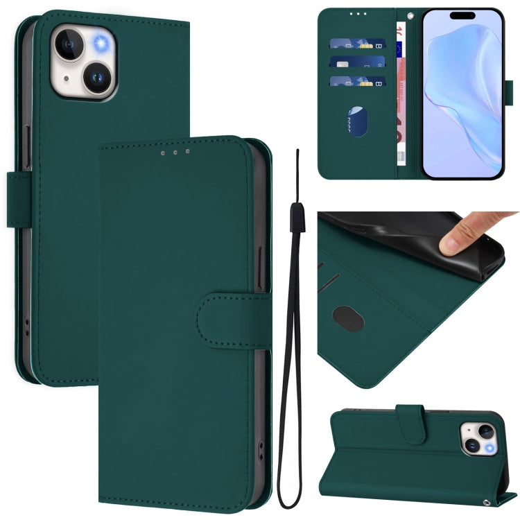Capa de Telefone em Pele de Cor Sólida com Sensação de Pele e Cordão, Para iPhone 14 / 13, Para iPhone 14 Pro