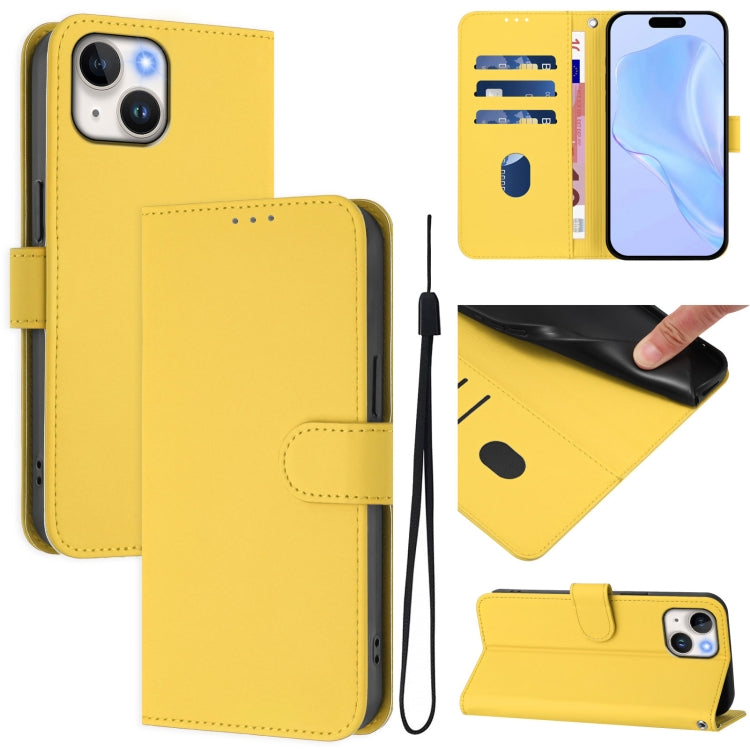 Capa de Telefone em Pele de Cor Sólida com Sensação de Pele e Cordão, Para iPhone 14 / 13, Para iPhone 14 Pro