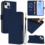 Capa de Telefone em Pele de Cor Sólida com Sensação de Pele e Cordão, Para iPhone 14 / 13, Para iPhone 14 Pro