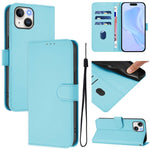 Capa de Telefone em Pele de Cor Sólida com Sensação de Pele e Cordão, Para iPhone 14 / 13, Para iPhone 14 Pro