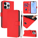Capa de Telefone em Pele de Cor Sólida com Sensação de Pele e Cordão, Para iPhone 14 / 13, Para iPhone 14 Pro