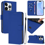 Capa de Telefone em Pele de Cor Sólida com Sensação de Pele e Cordão, Para iPhone 14 / 13, Para iPhone 14 Pro