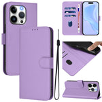 Capa de Telefone em Pele de Cor Sólida com Sensação de Pele e Cordão, Para iPhone 14 / 13, Para iPhone 14 Pro