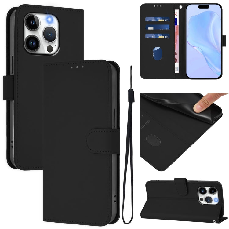 Capa de Telefone em Pele de Cor Sólida com Sensação de Pele e Cordão, Para iPhone 14 / 13, Para iPhone 14 Pro