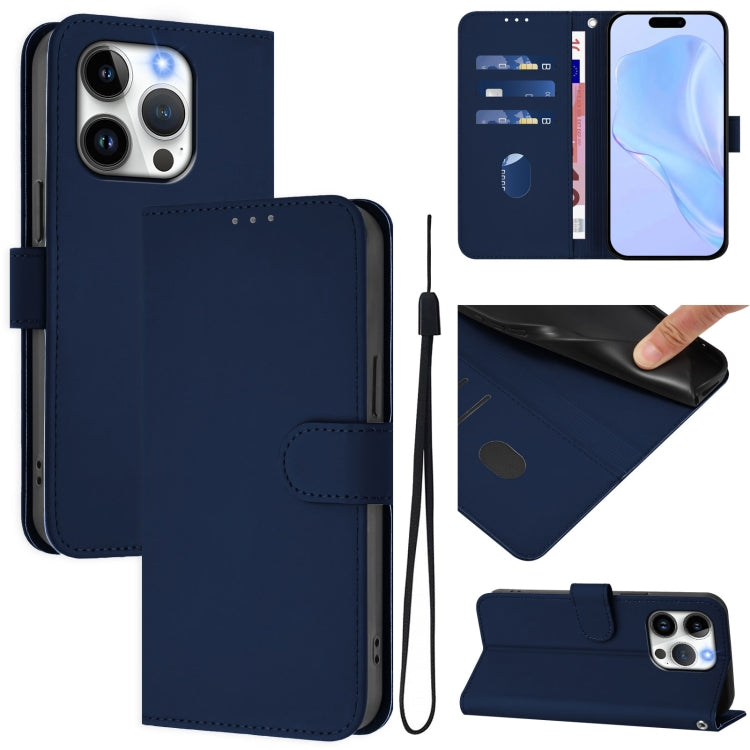 Capa de Telefone em Pele de Cor Sólida com Sensação de Pele e Cordão, Para iPhone 14 / 13, Para iPhone 14 Pro