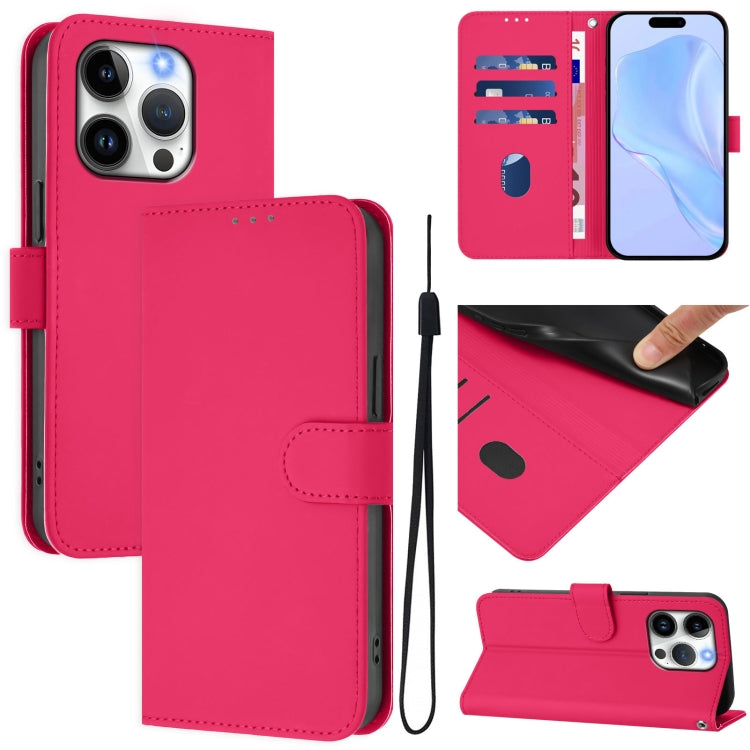 Capa de Telefone em Pele de Cor Sólida com Sensação de Pele e Cordão, Para iPhone 14 / 13, Para iPhone 14 Pro