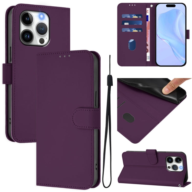 Capa de Telefone em Pele de Cor Sólida com Sensação de Pele e Cordão, Para iPhone 14 / 13, Para iPhone 14 Pro