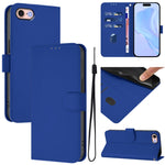 Skin Feel Solid Color Leather Phone Case with Lanyard, For iPhone 14 Pro Max, For iPhone SE 2022 / 2020
