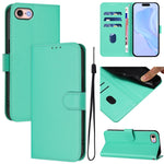 Skin Feel Solid Color Leather Phone Case with Lanyard, For iPhone 14 Pro Max, For iPhone SE 2022 / 2020
