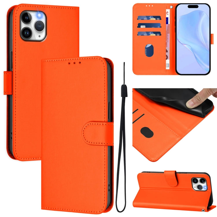 Skin Feel Solid Color Leather Phone Case with Lanyard, For iPhone 11 Pro, For iPhone XS / X