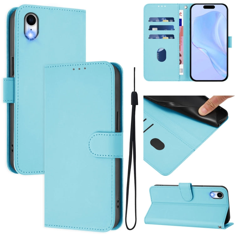Skin Feel Solid Color Leather Phone Case with Lanyard, For iPhone XR, For iPhone XS Max