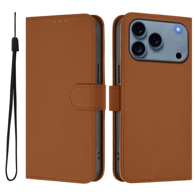 Capa de telemóvel em pele cor sólida com sensação de pele e cordão, para iPhone 17 Pro, para iPhone 17