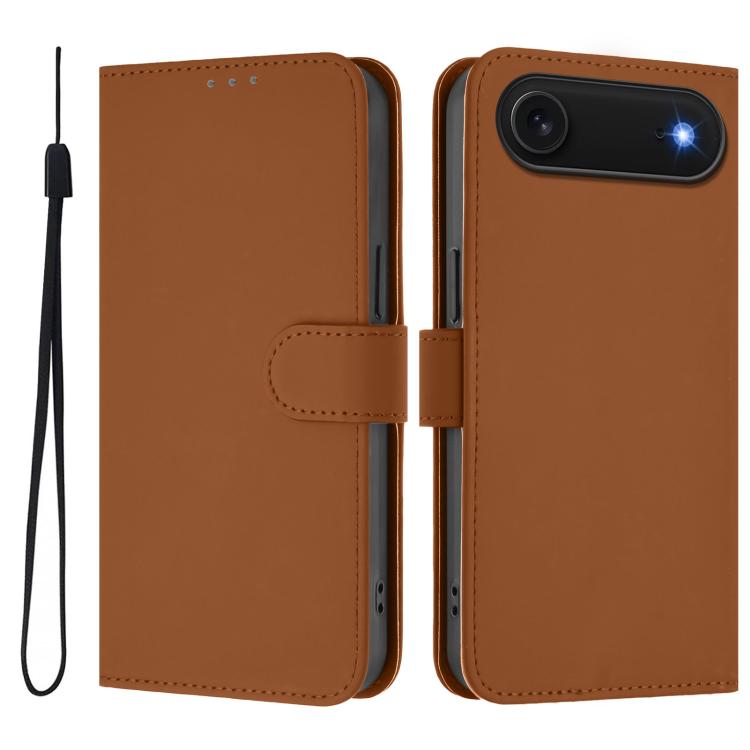 Capa de telemóvel em pele cor sólida com sensação de pele e cordão, para iPhone Air, para iPhone 16 Pro Max