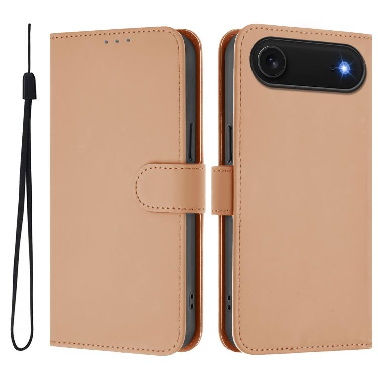 Capa de telemóvel em pele cor sólida com sensação de pele e cordão, para iPhone Air, para iPhone 16 Pro Max