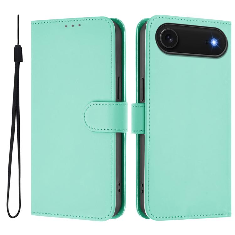 Capa de telemóvel em pele cor sólida com sensação de pele e cordão, para iPhone Air, para iPhone 16 Pro Max