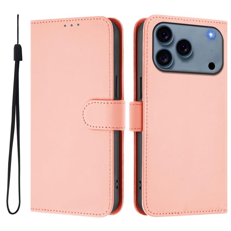 Capa de telemóvel em pele cor sólida com sensação de pele e cordão, para iPhone 17e / 16e, para iPhone 17 Pro Max