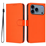 Capa de telemóvel em pele cor sólida com sensação de pele e cordão, para iPhone 17e / 16e, para iPhone 17 Pro Max