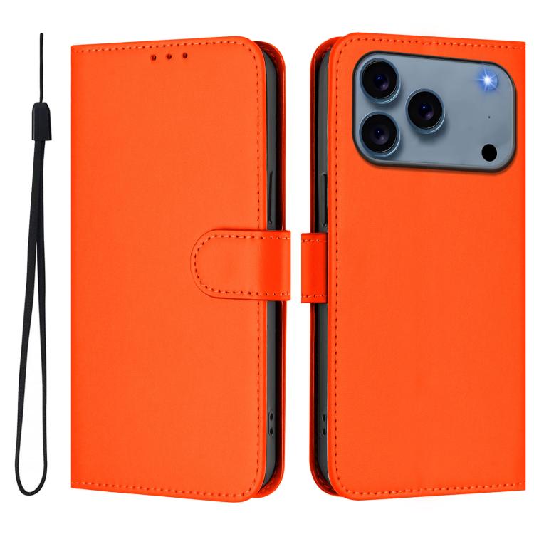 Capa de telemóvel em pele cor sólida com sensação de pele e cordão, para iPhone 17e / 16e, para iPhone 17 Pro Max
