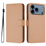 Capa de telemóvel em pele cor sólida com sensação de pele e cordão, para iPhone 17e / 16e, para iPhone 17 Pro Max