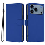 Capa de telemóvel em pele cor sólida com sensação de pele e cordão, para iPhone 17e / 16e, para iPhone 17 Pro Max